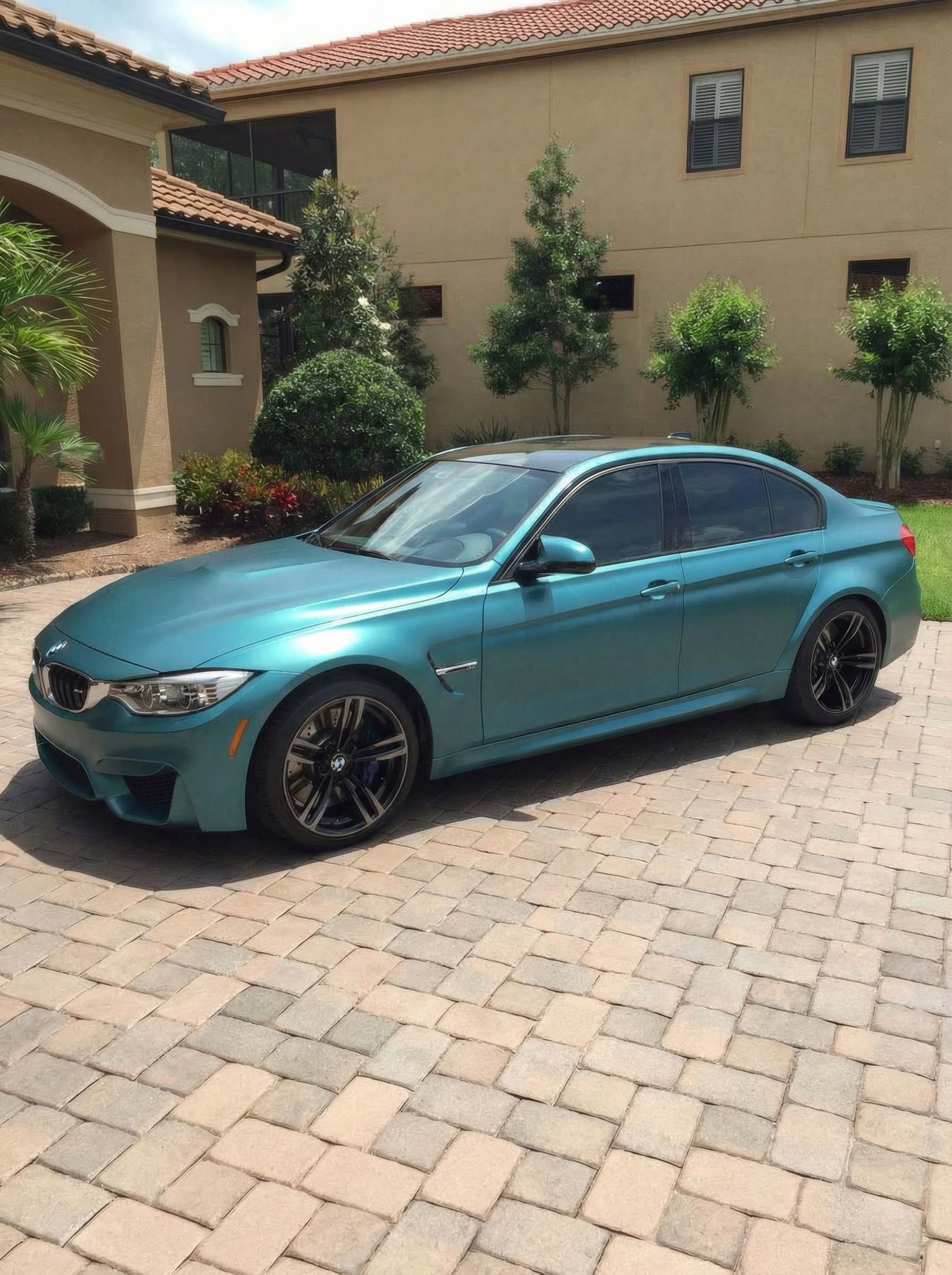 BMW M3 wrapped in Avery Satin Metallic Cool Teal