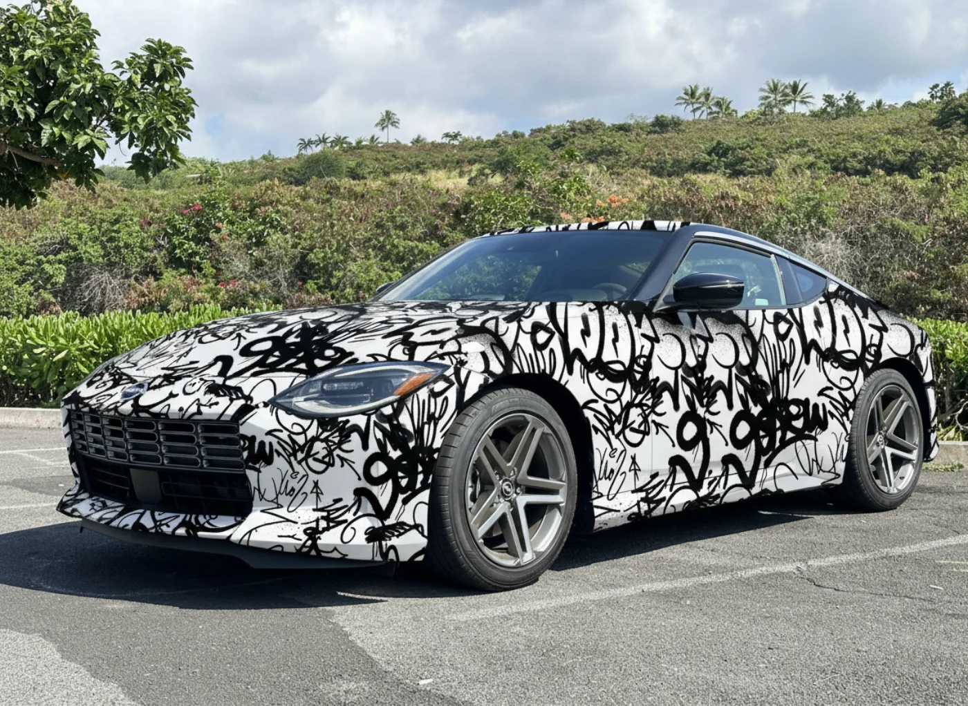 Street art graffiti wrap applied to vehicle